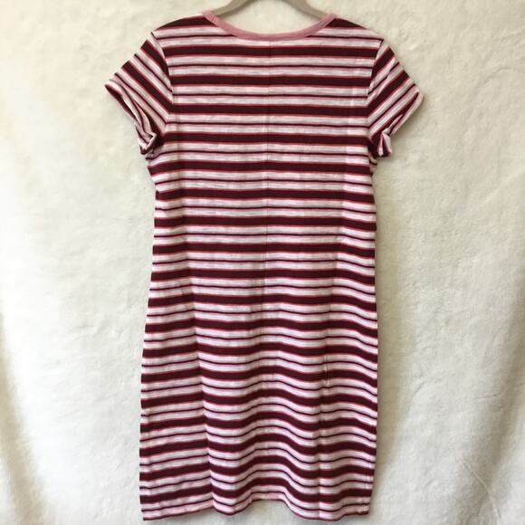 GAP Factory Burgundy Pink Stripe Pocket T-Shirt Dress - Picture 8 of 13
